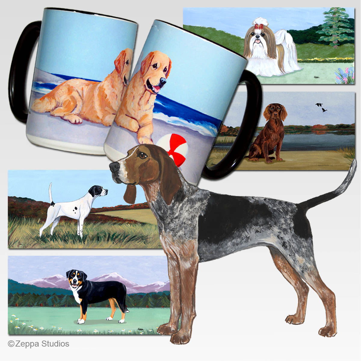 American English Coonhound Scenic Mug