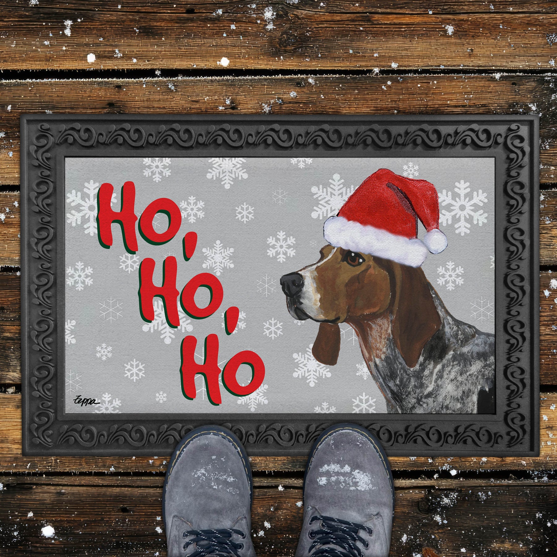 American English Coonhound Ho Ho Ho Door Mat