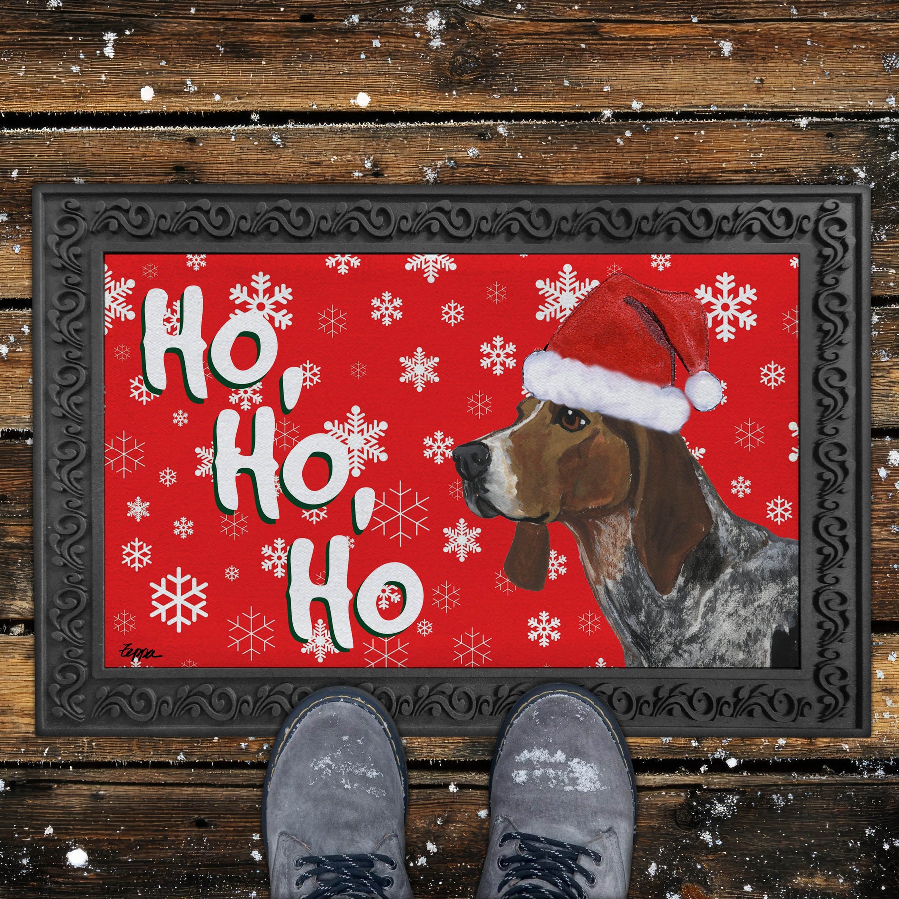 American English Coonhound Ho Ho Ho Door Mat