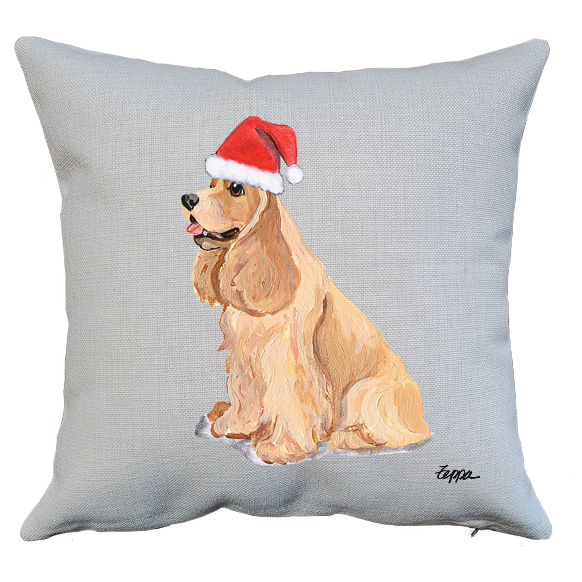 Blonde Cocker Spaniel Santa Pillow