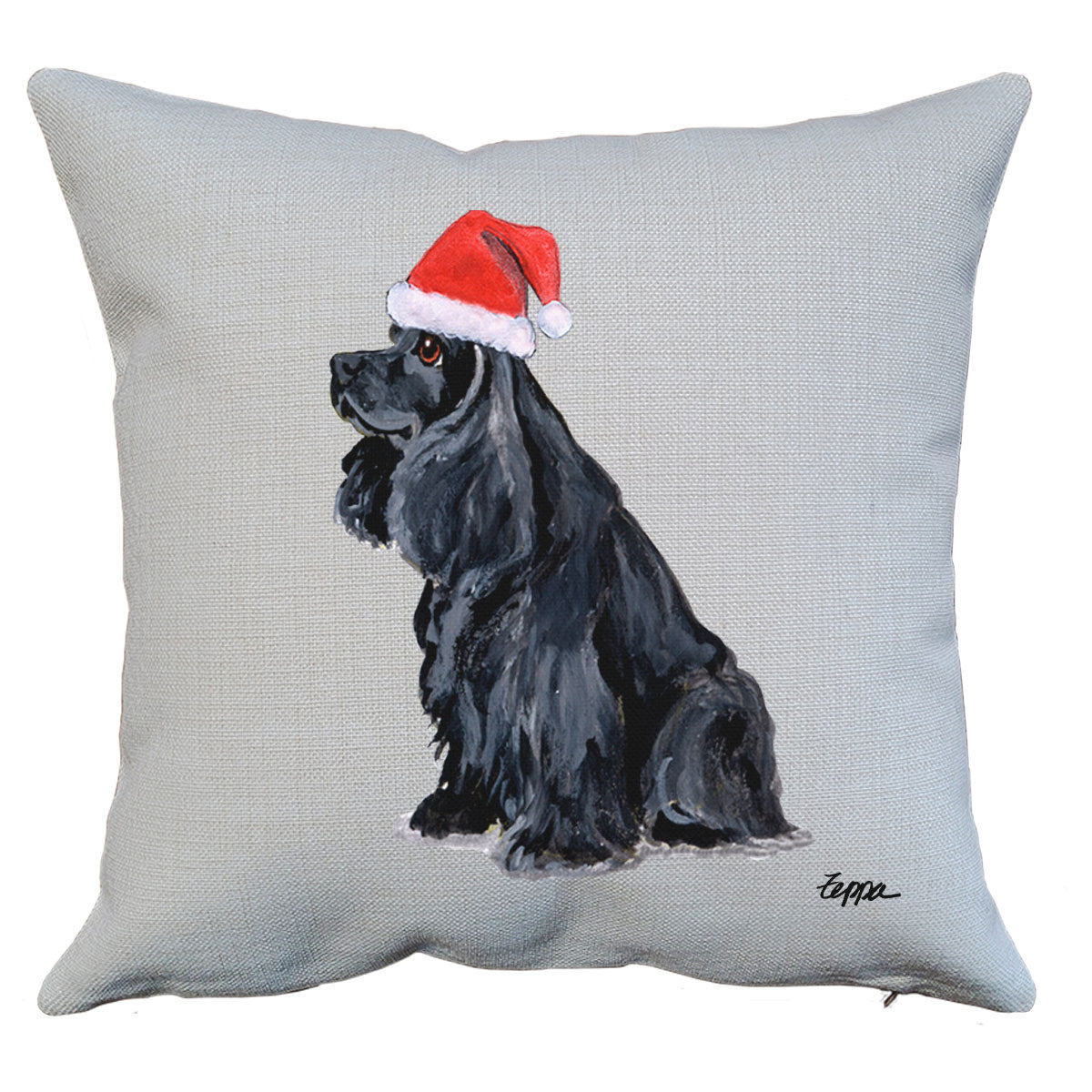 Black Cocker Spaniel Santa Pillow