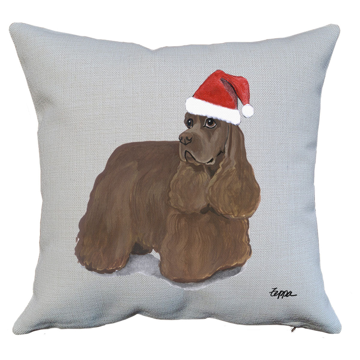 Chocolate Cocker Spaniel Santa Pillow