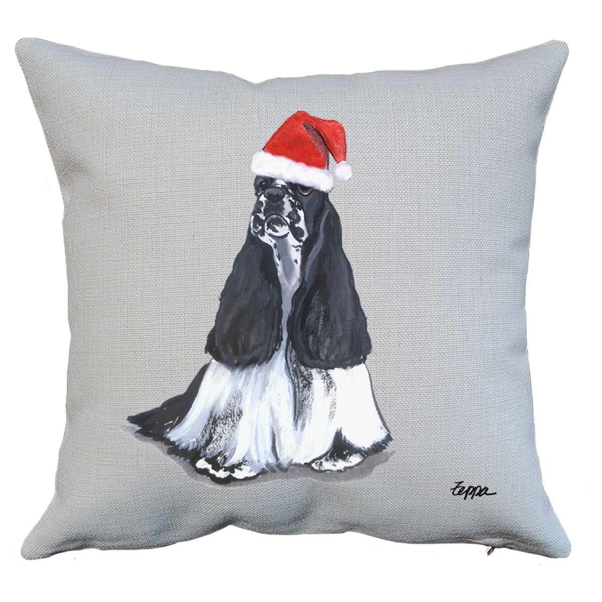 Parti Color Cocker Spaniel Santa Pillow