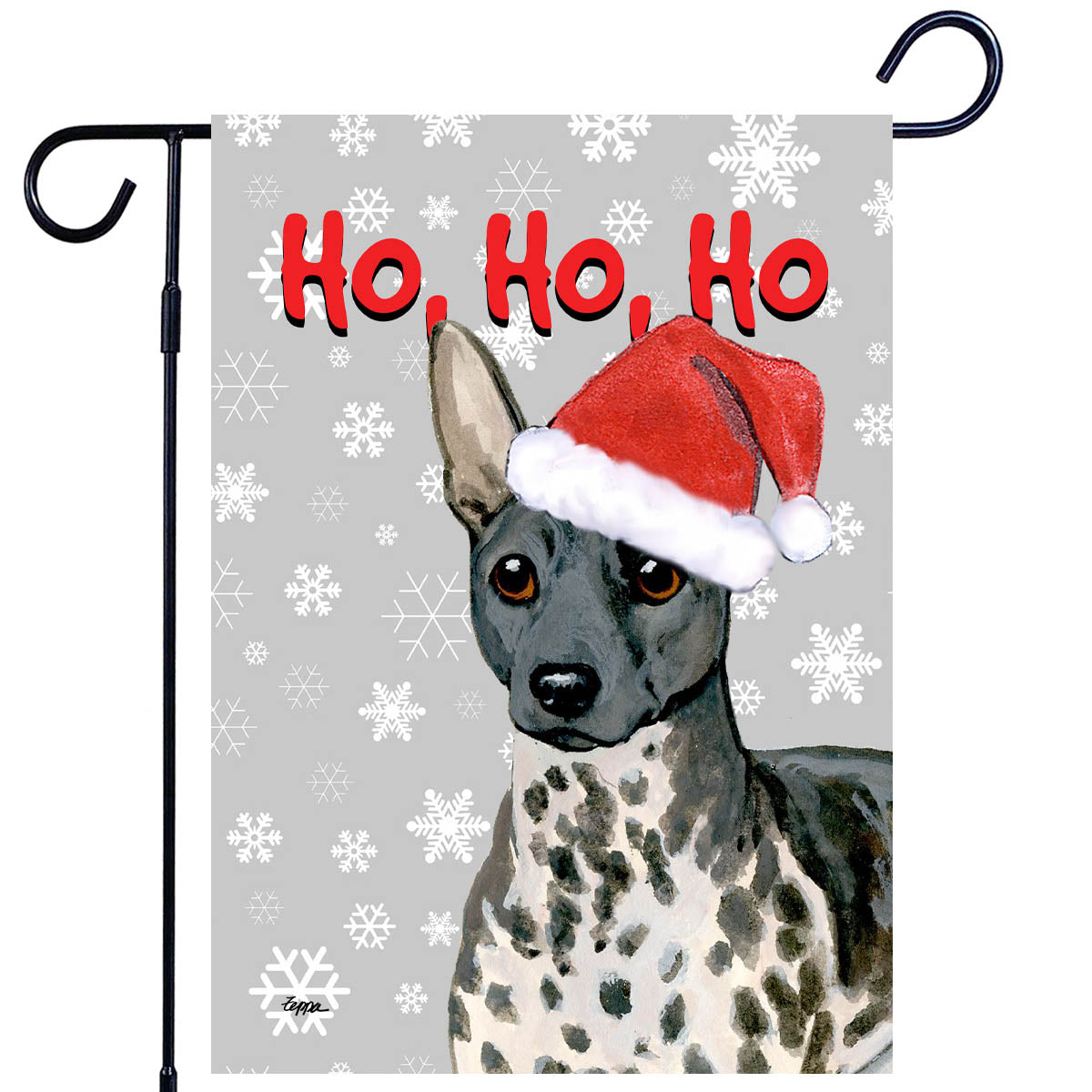 American Hairless Terrier Grey Ho Ho Ho Garden Flag