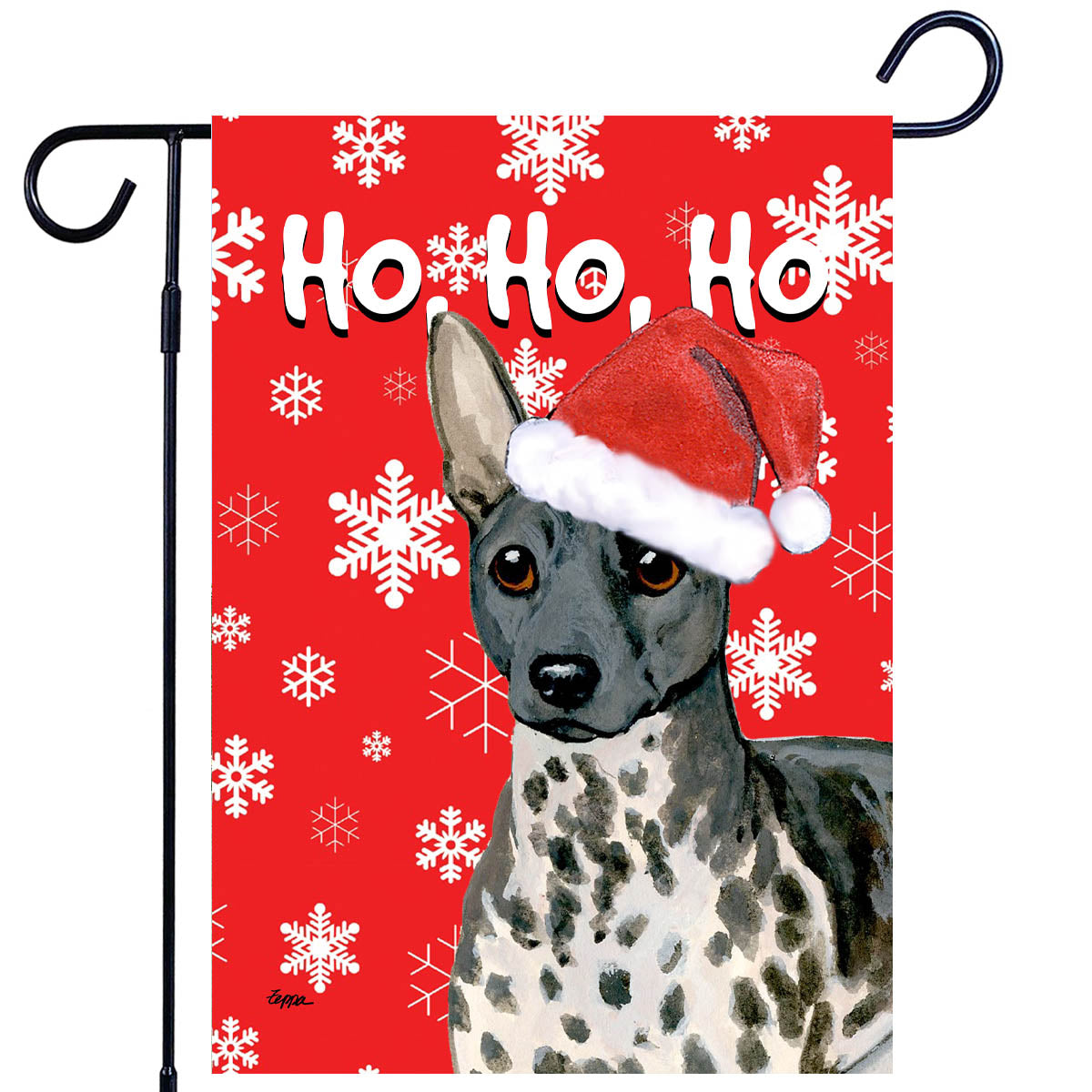 American Hairless Terrier Red Ho Ho Ho Flag