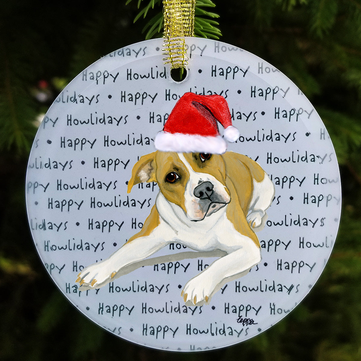 Pit Bull Christmas Ornament