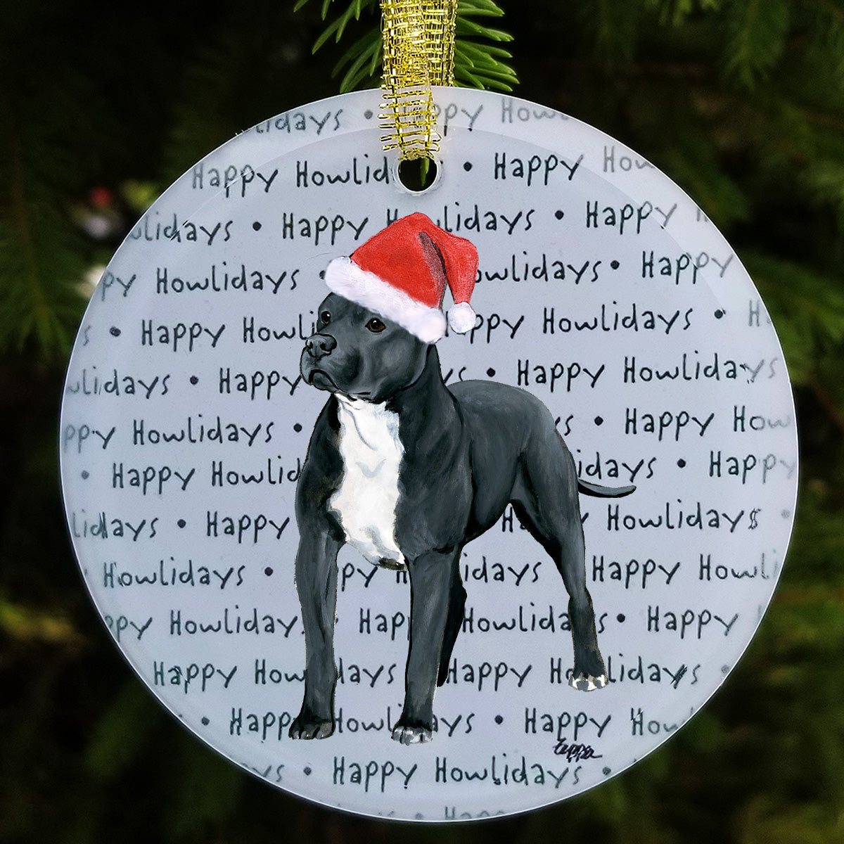 Pit Bull Christmas Ornament