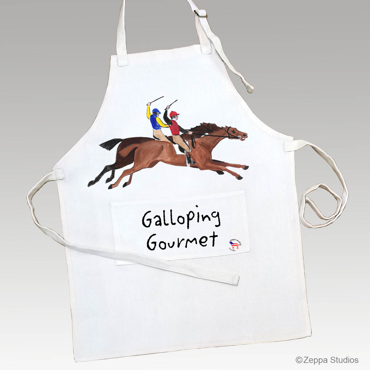 Antique Horse Racing Scene Apron Design