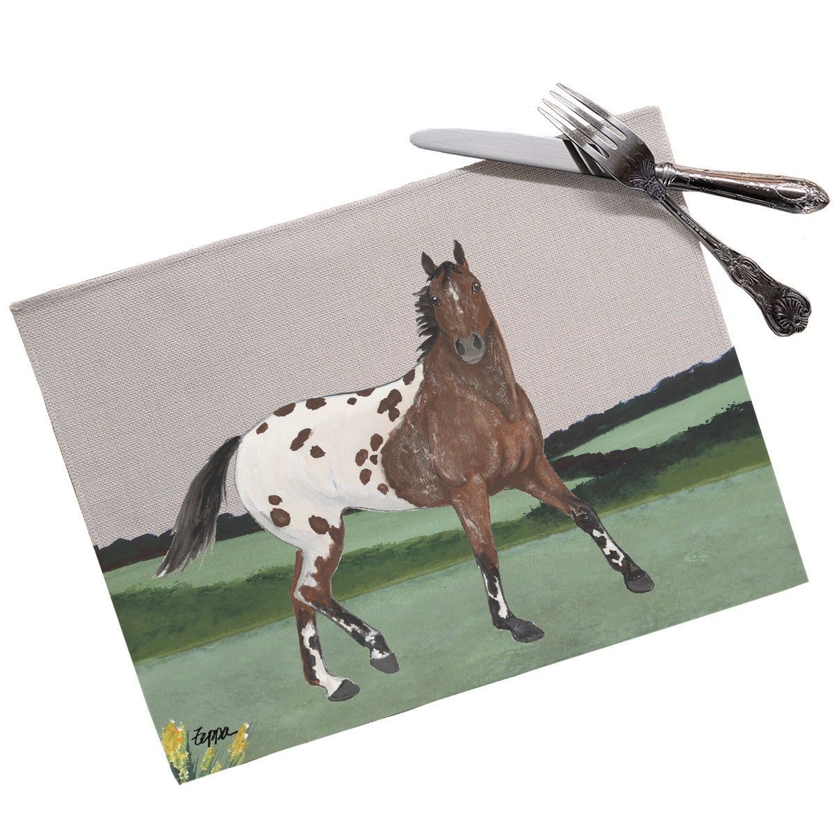 Linen Placemat with an Appaloosa in a field.