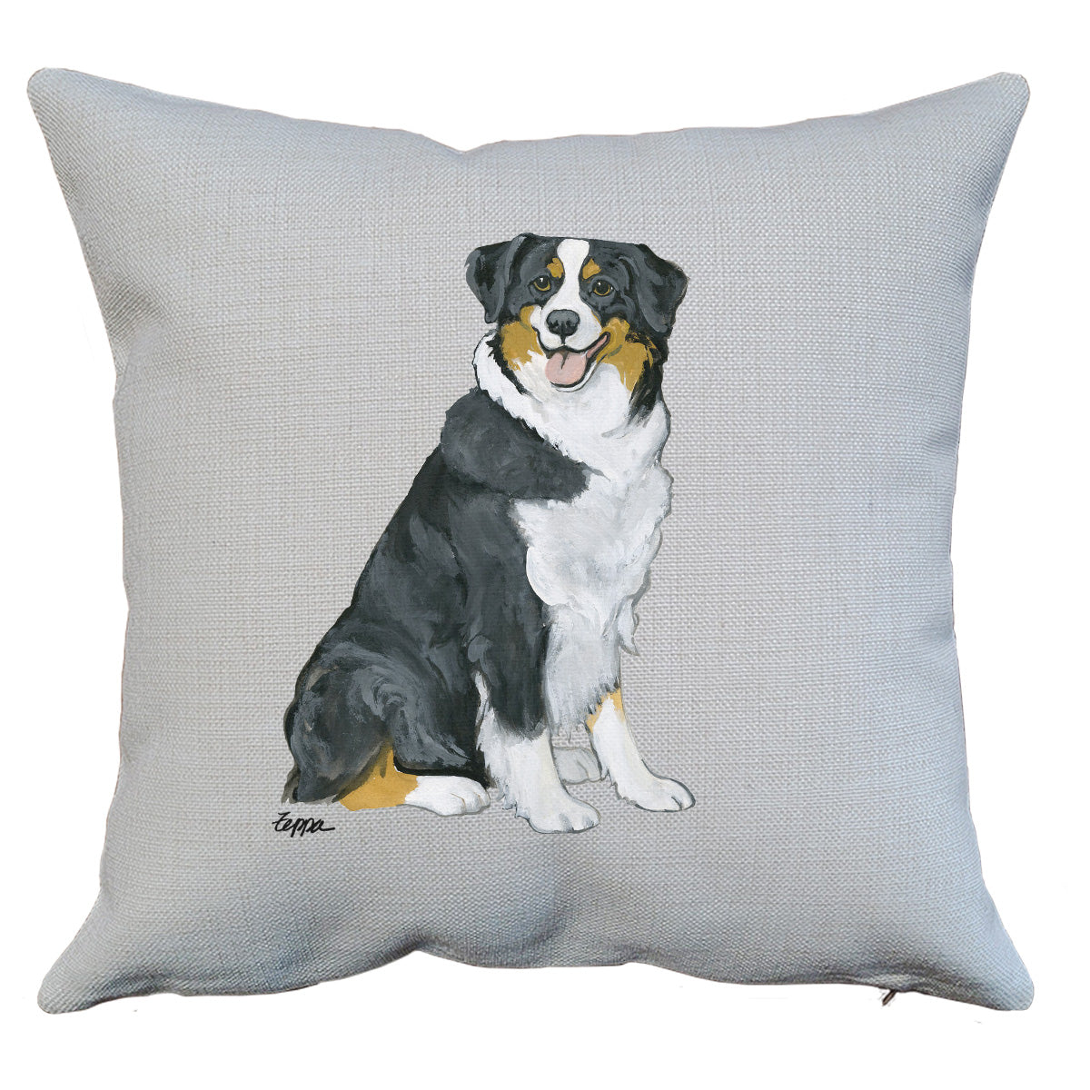 australian shepherd tri color throw pillow