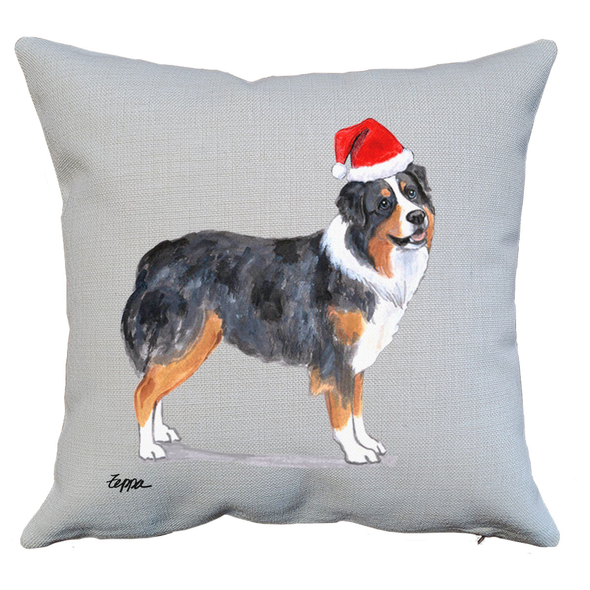 Australian Shepherd Santa Pillow