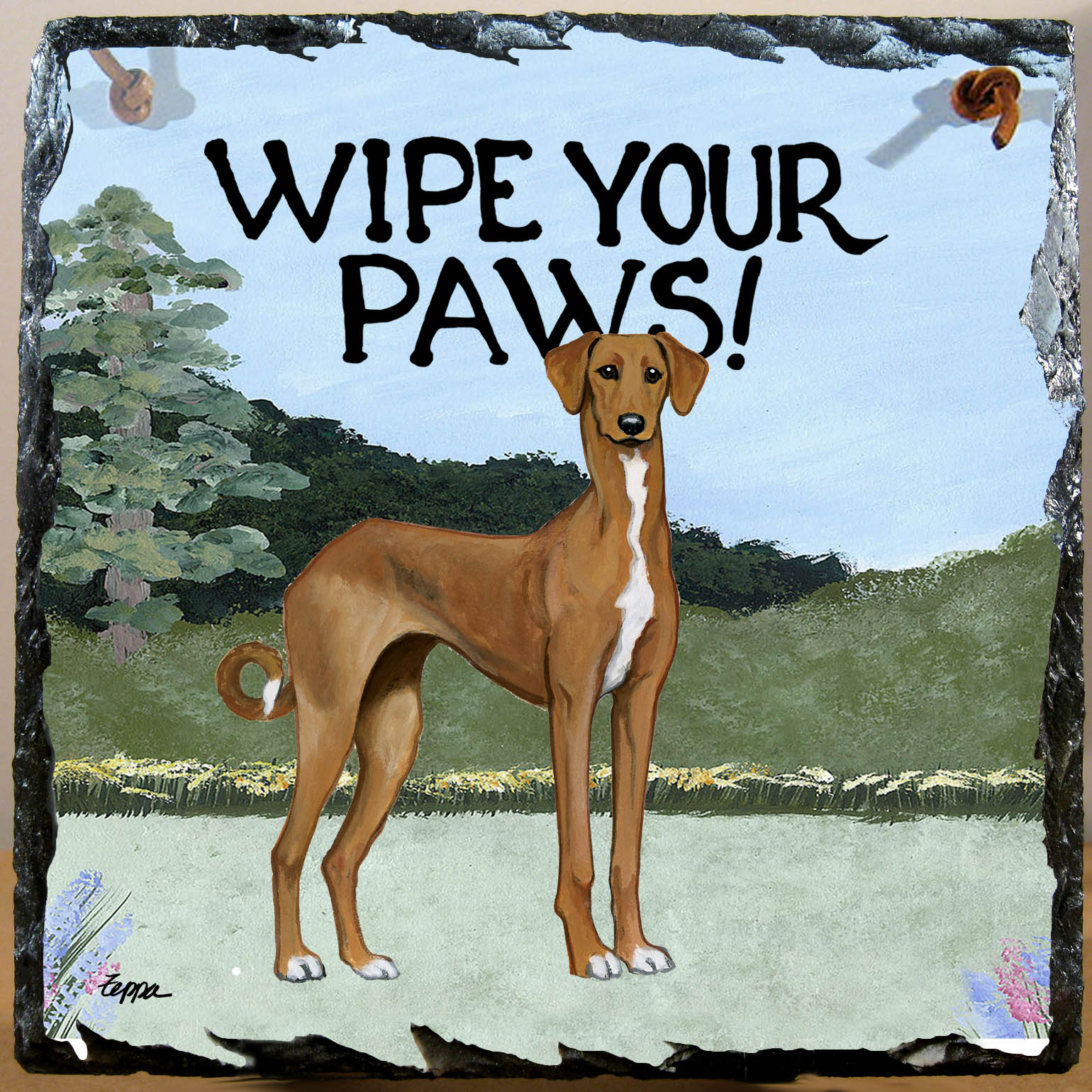 azawakh wipe your paws slate sign