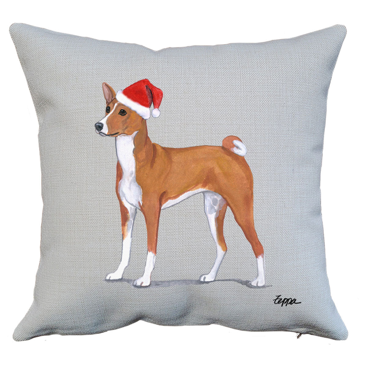 Basenji Santa Pillow