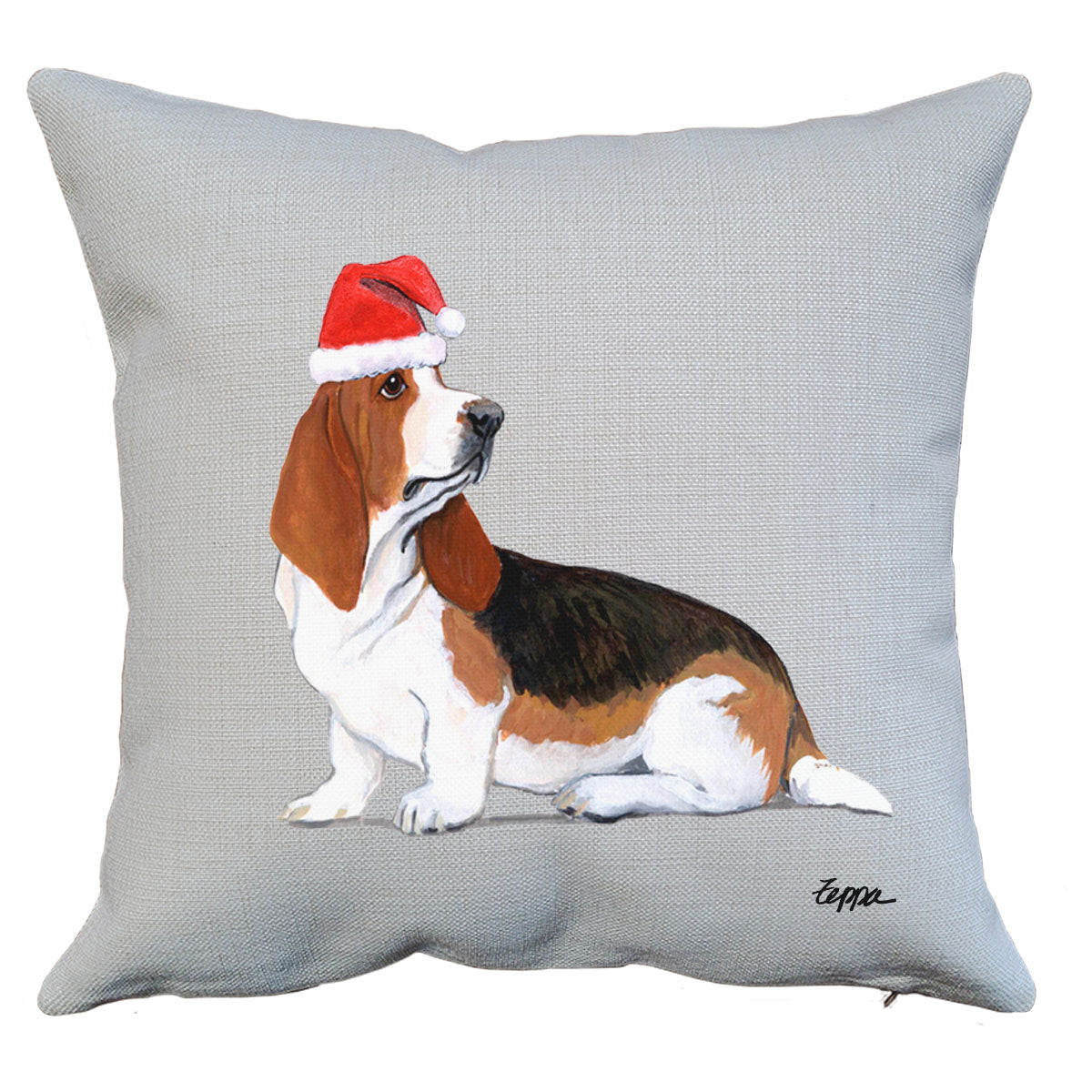 Basset Hound Santa Pillow