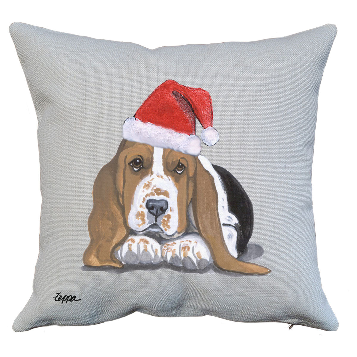 Basset Hound Puppy Santa Pillow