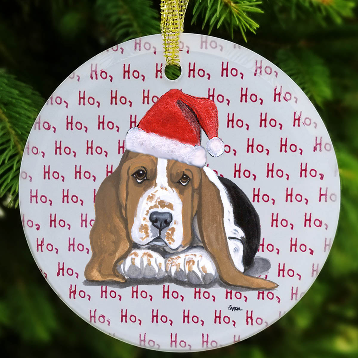 Basset Hound Christmas Ornament