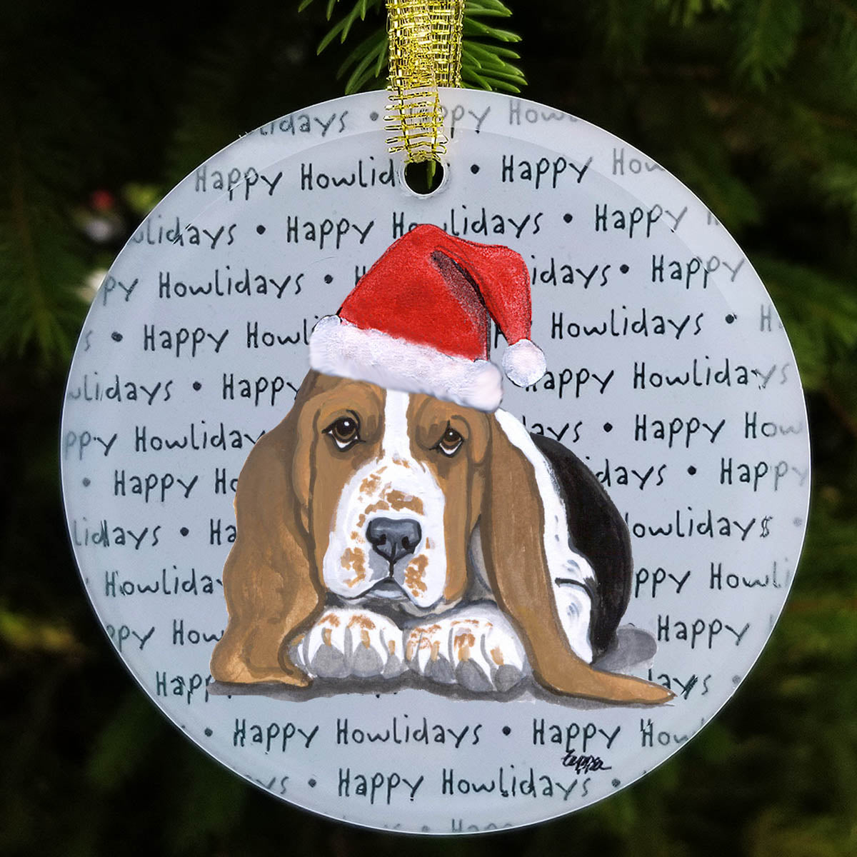 Basset Hound Christmas Ornament