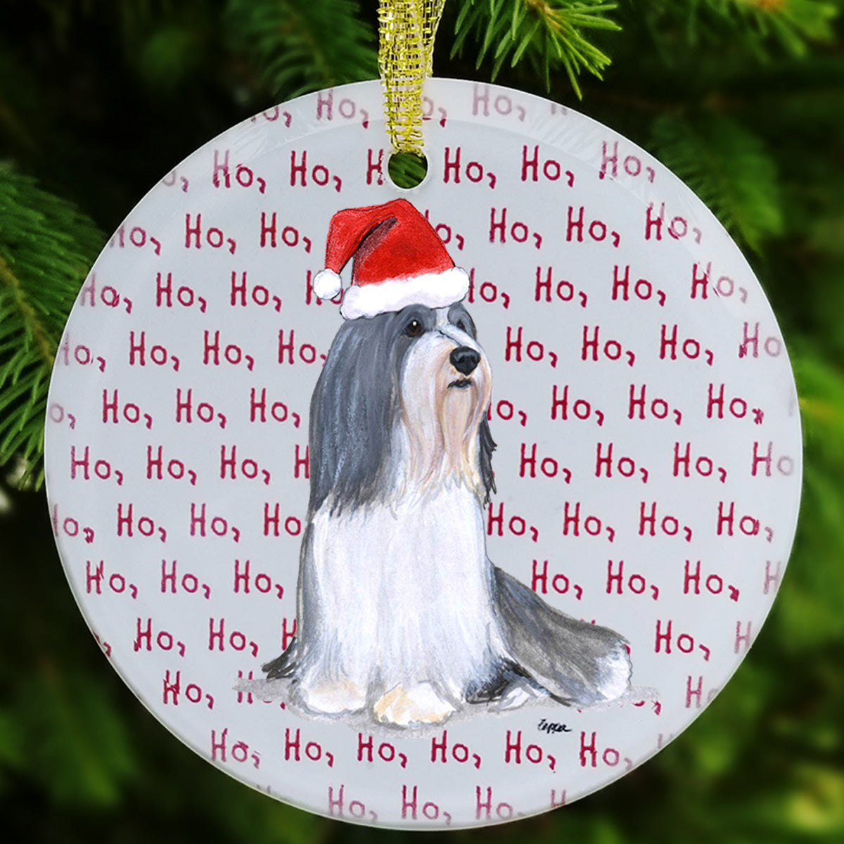 Bearded Collie Christmas Ornament