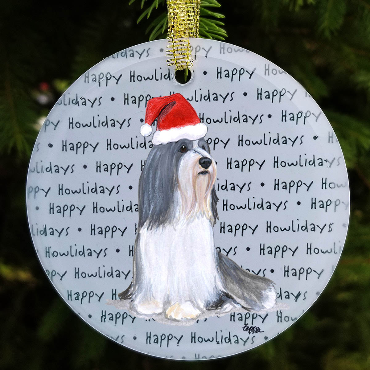 Bearded Collie Christmas Ornament