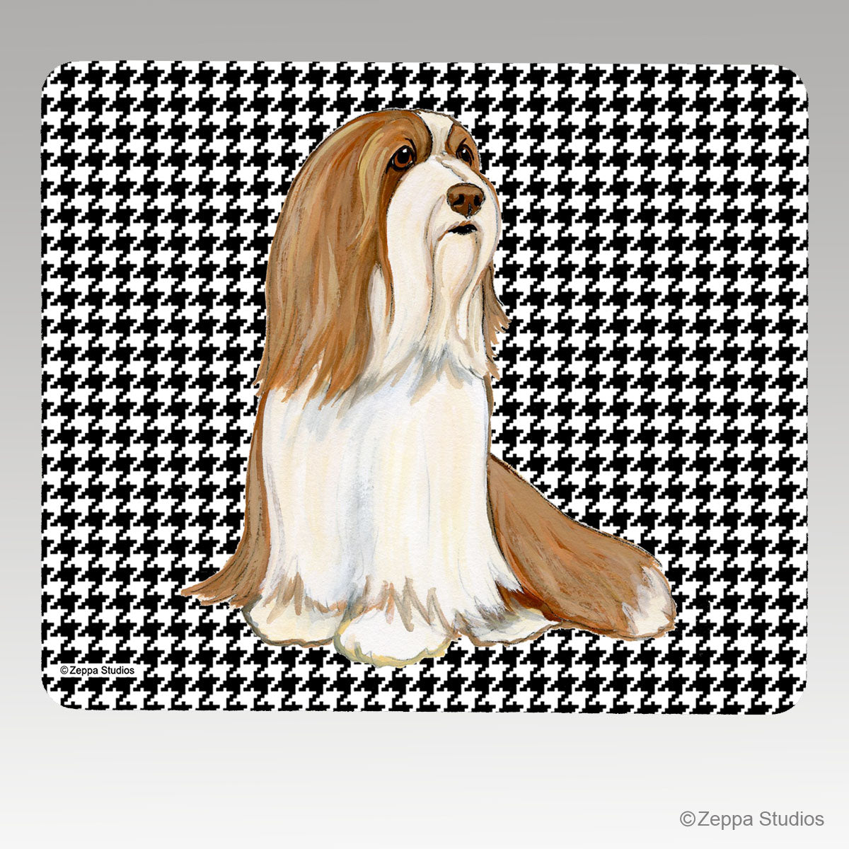 Bearded Collie Houndstooth Mouse Pad