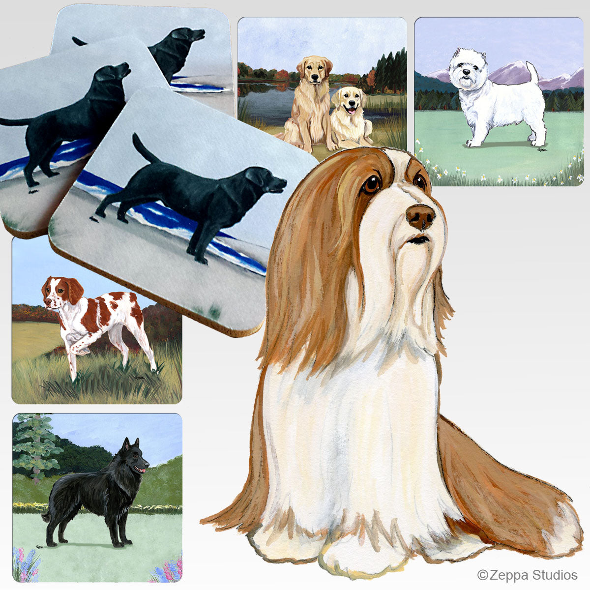 Bearded Collie Scenic Coasters