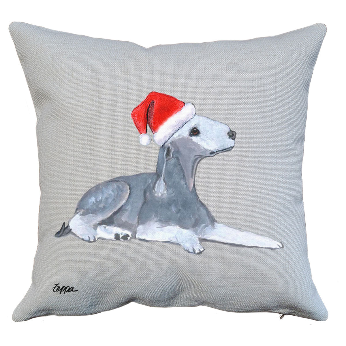 Bedlington Terrier Santa Pillow