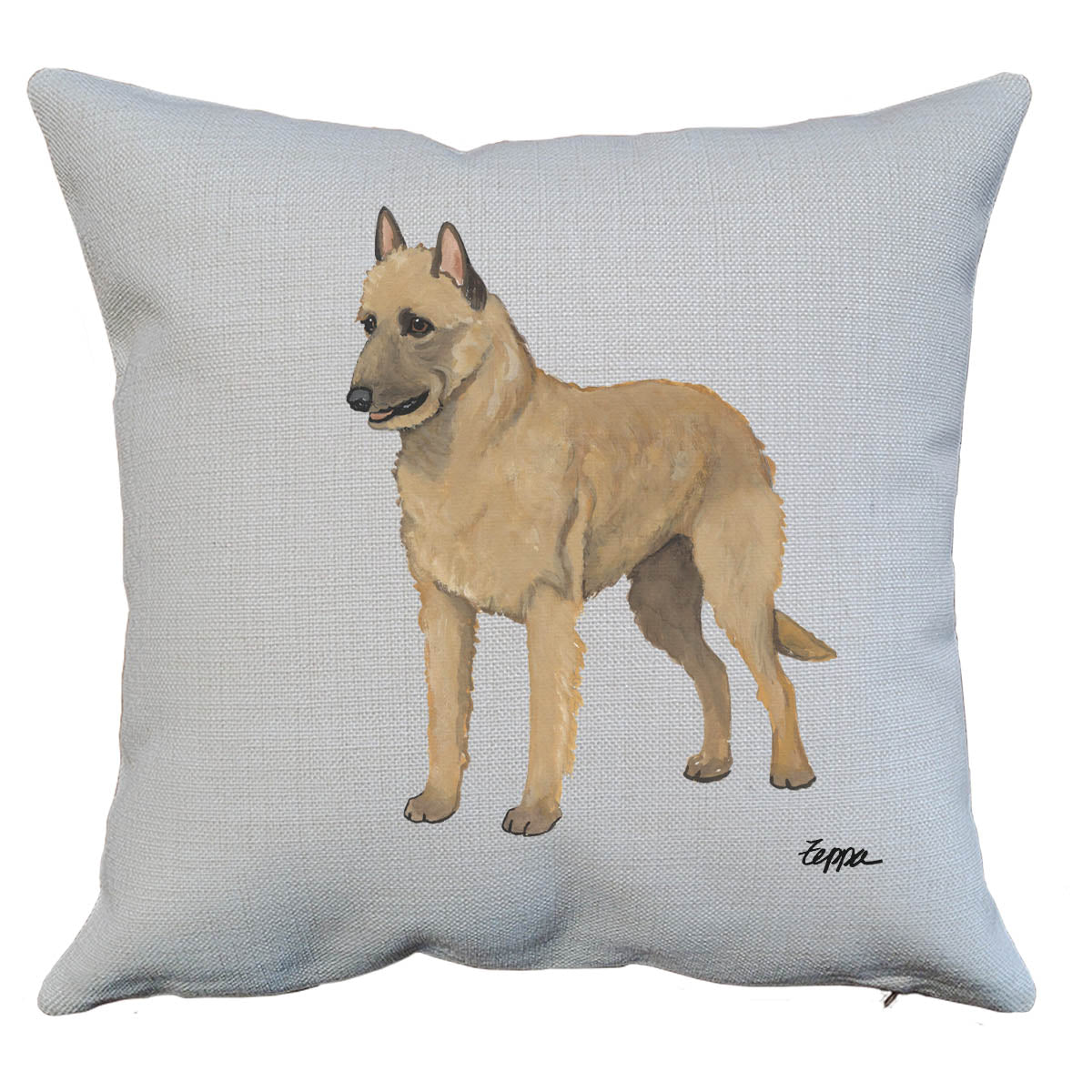 Linen throw pillow with a Belgian Laekenois design