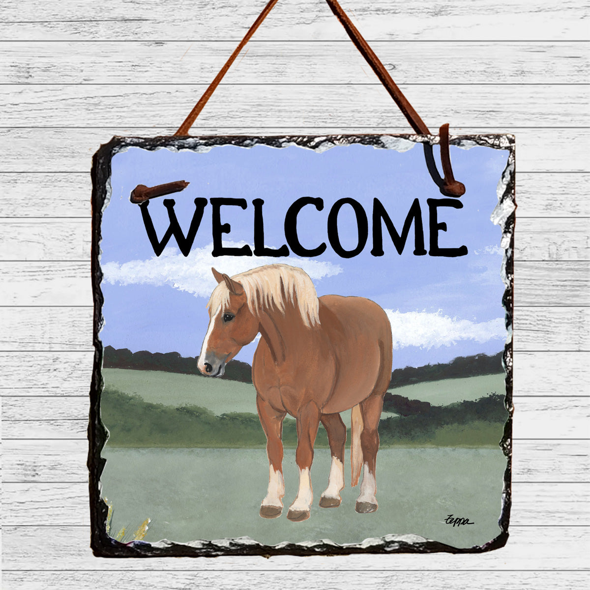 Belgian Horse Welcome Slate Sign