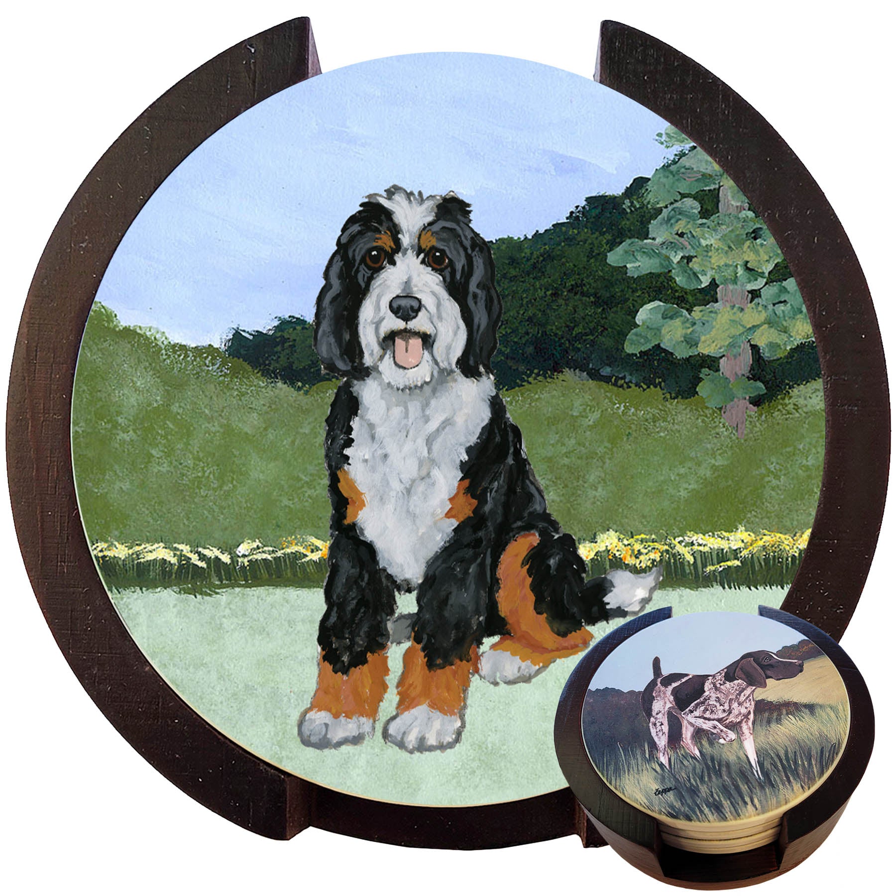 Set of 4 Bernedoodle Ceramic Coasters