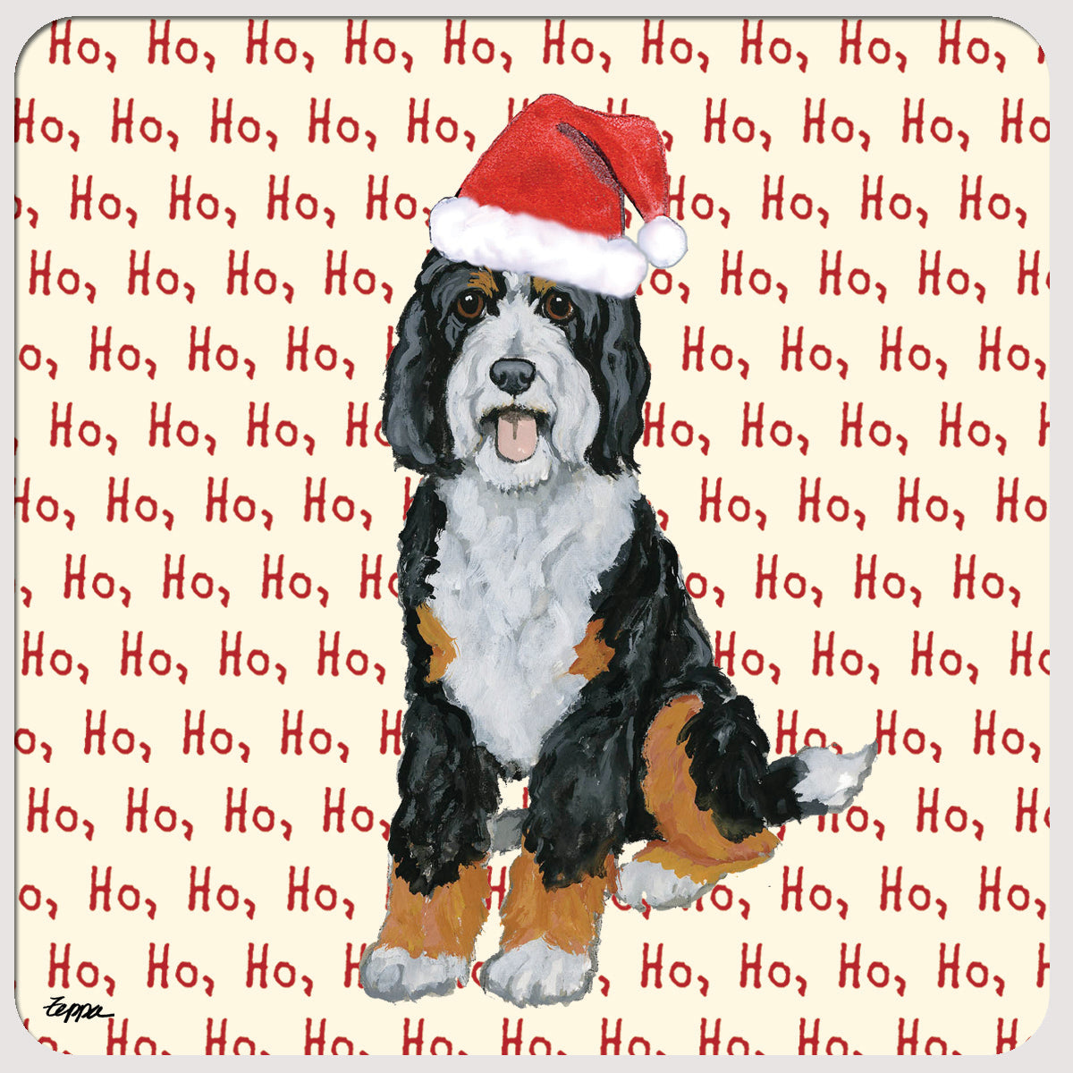 Bernedoodle Christmas Coasters