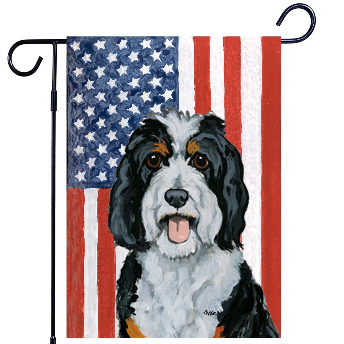 Bernedoodle Americana Garden Flag