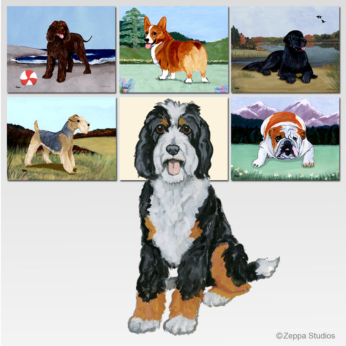 Bernedoodle Scenic Backgound Mouse Pads