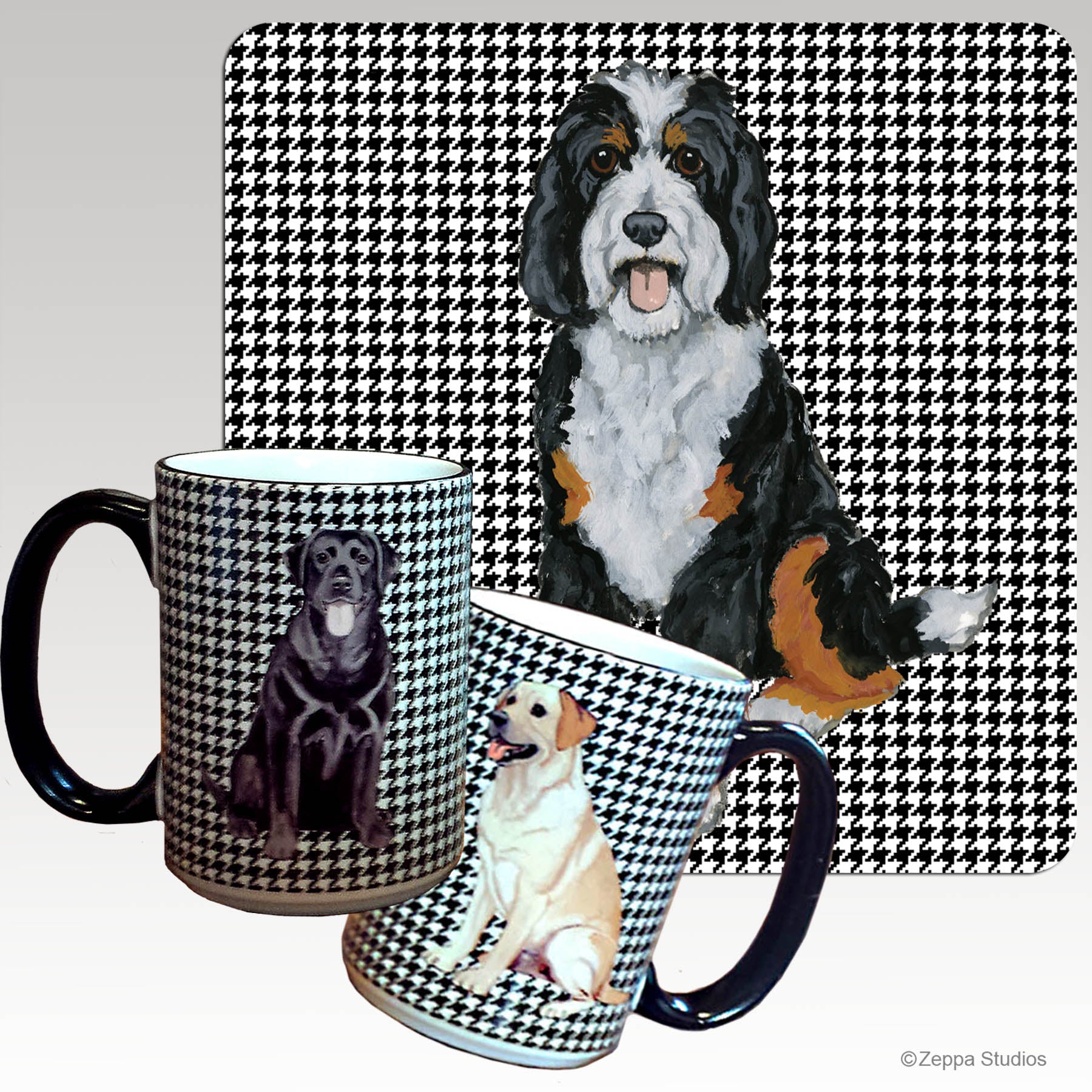 Bernedoodle houndstooth mug