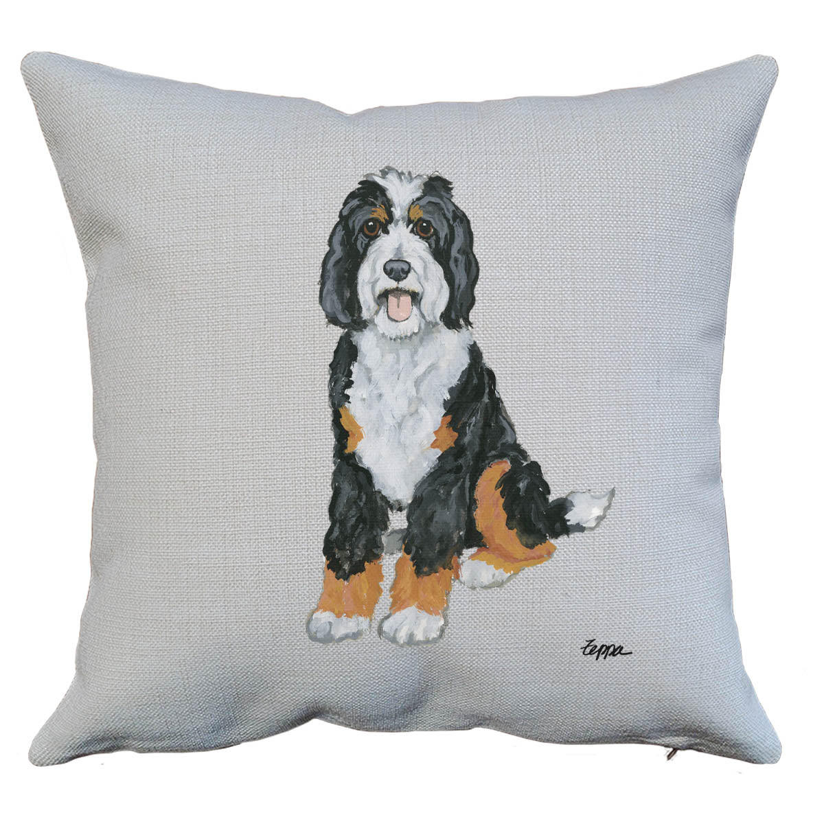 bernedoodle throw pillow