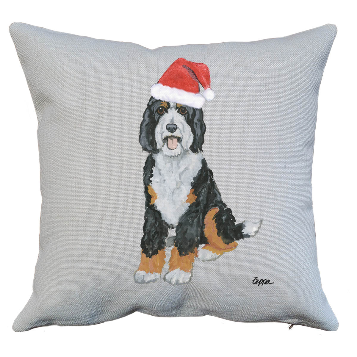 Bernedoodle Santa Pillow