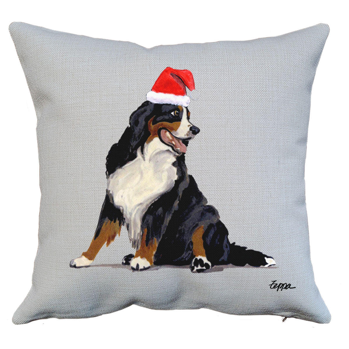 Bernese Mtn Dog Santa Pillow