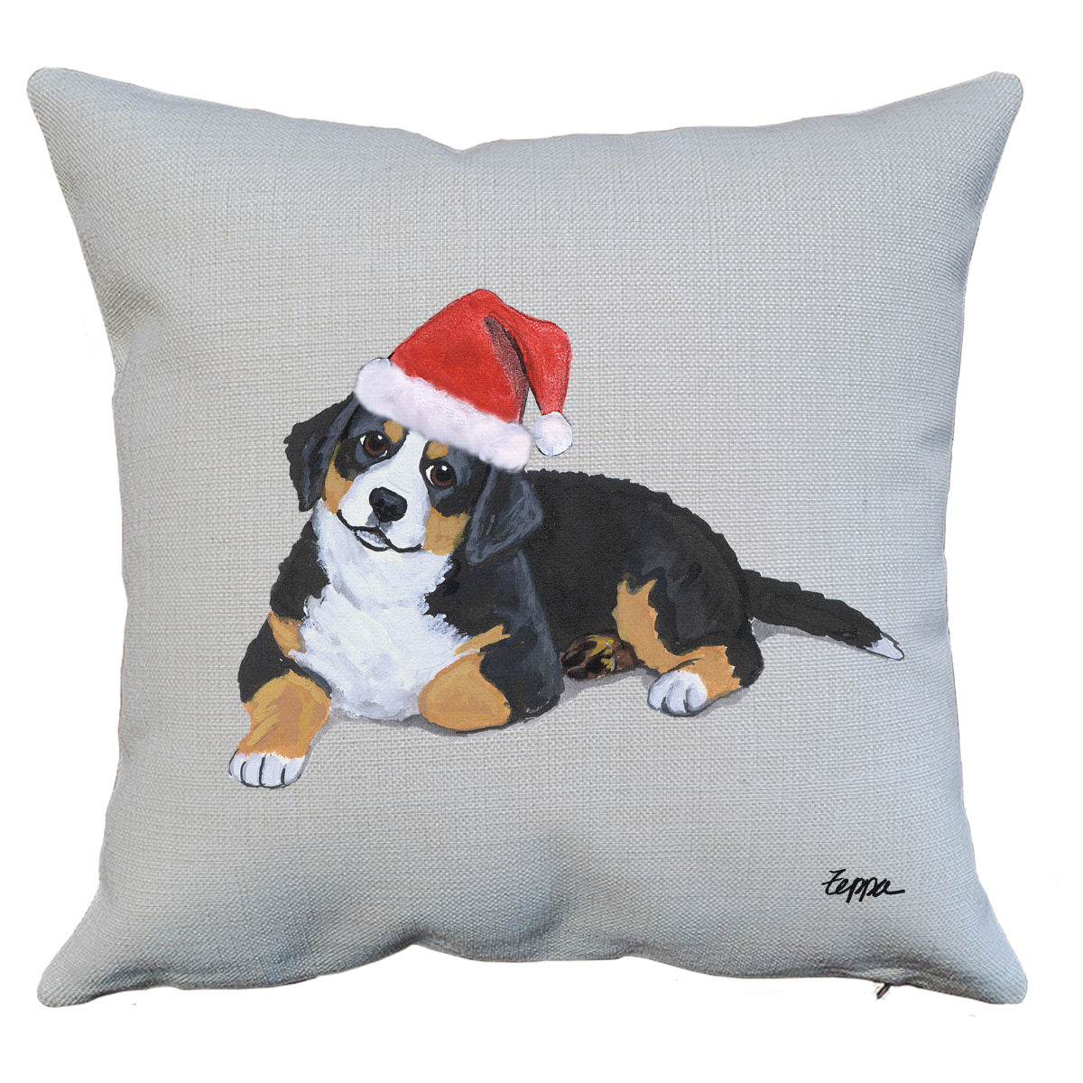Bernese Mtn Dog Puppy Santa Pillow