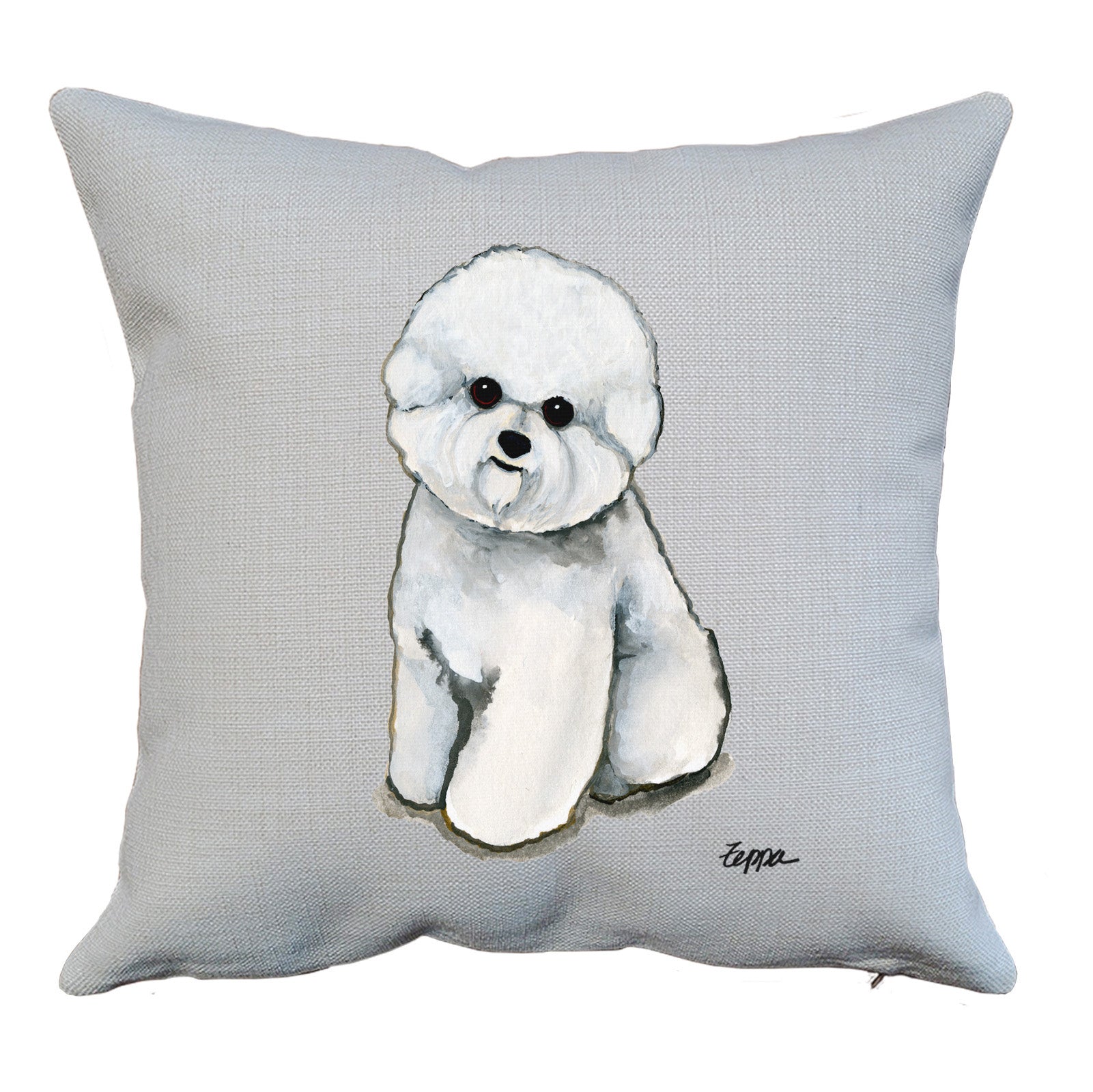 Bichon Frise Facing Front Throw Pillow