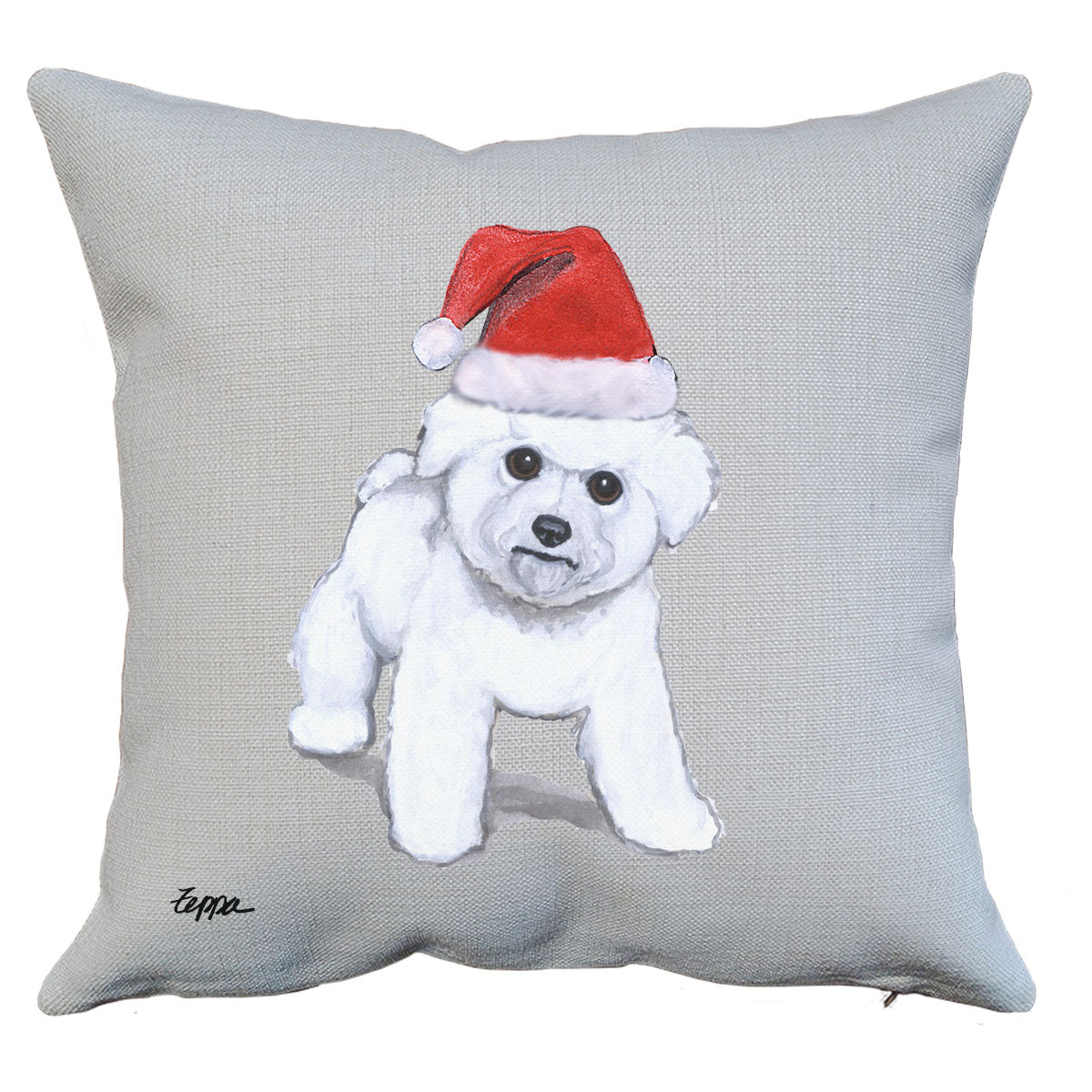 Bichon Frise Puppy Santa Pillow