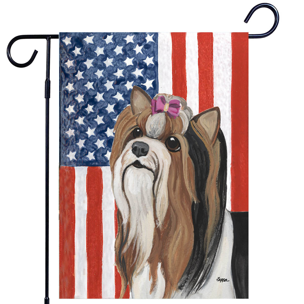 Biewer Terrier Americana Garden Flag