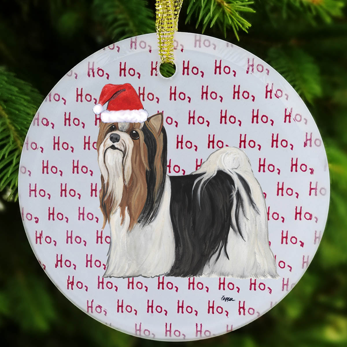 Biewer Terrier Ho Ho Ho Ornaments