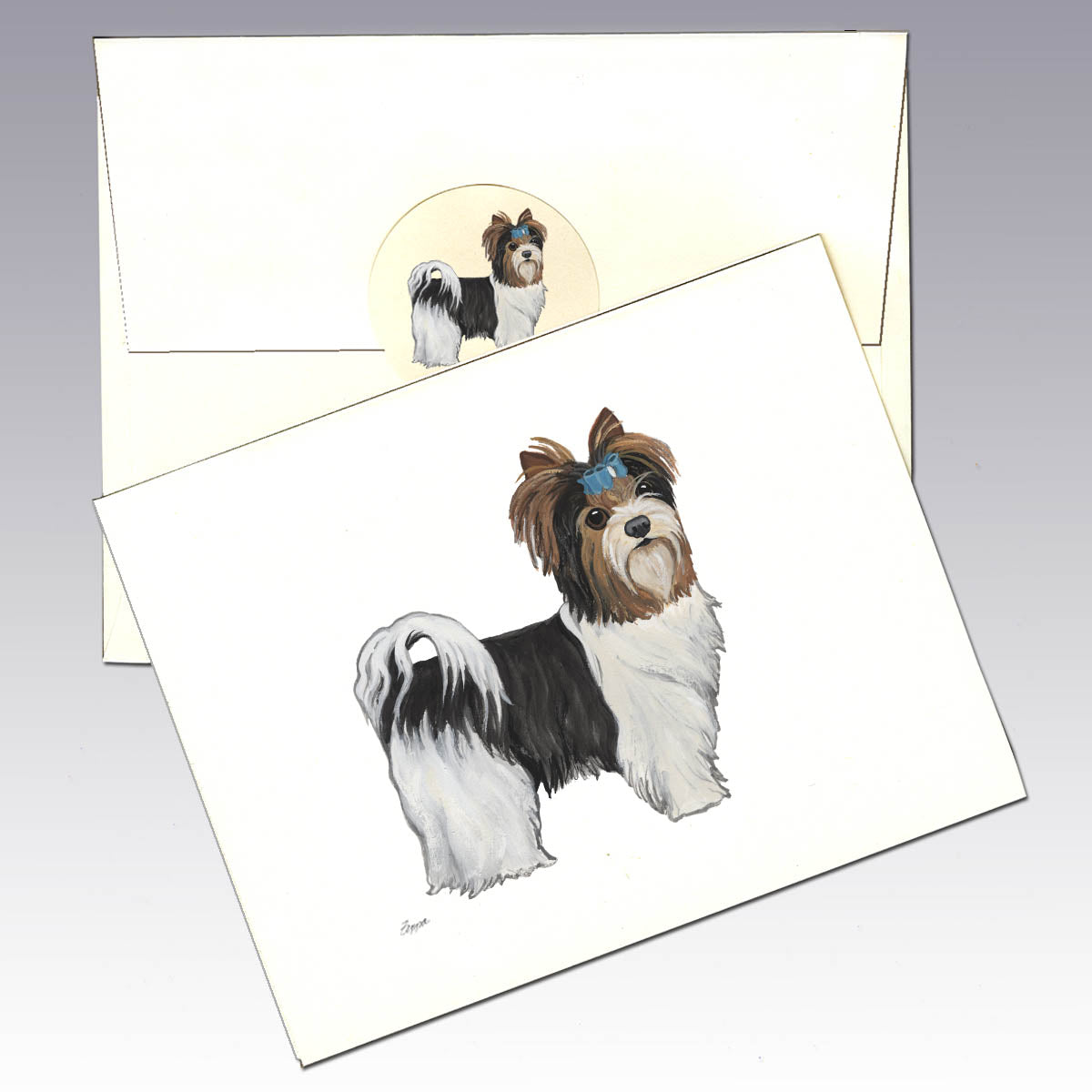 Biewer Terrier Puppy Clip Note Cards