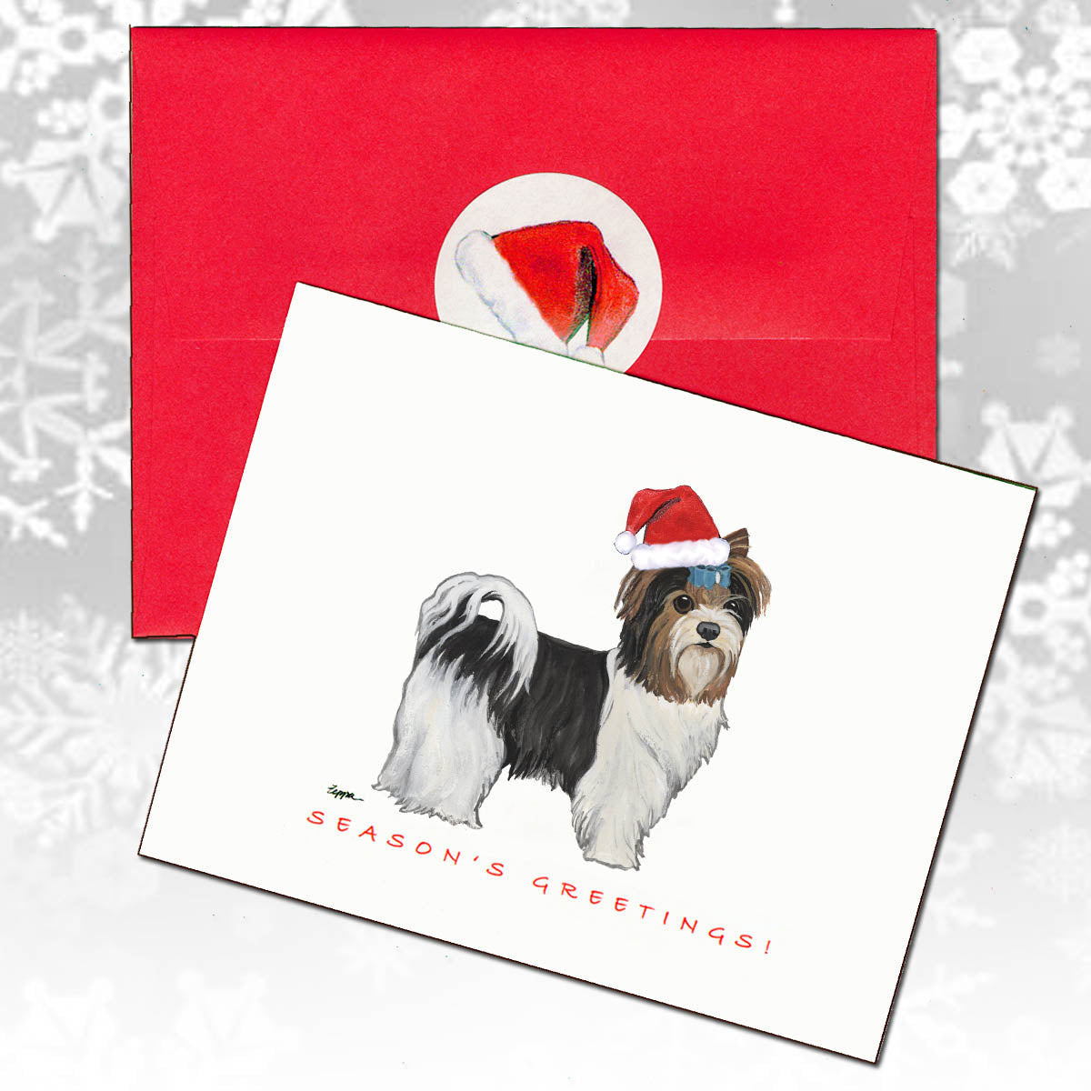 Biewer Terrier Puppy Clip Christmas Cards