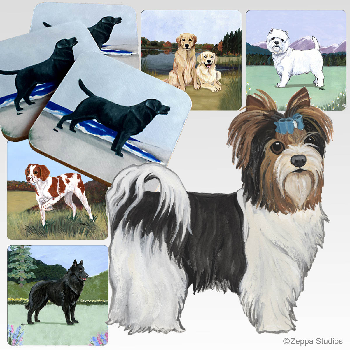 Biewer Terrier Puppy Clip Scenic Coasters