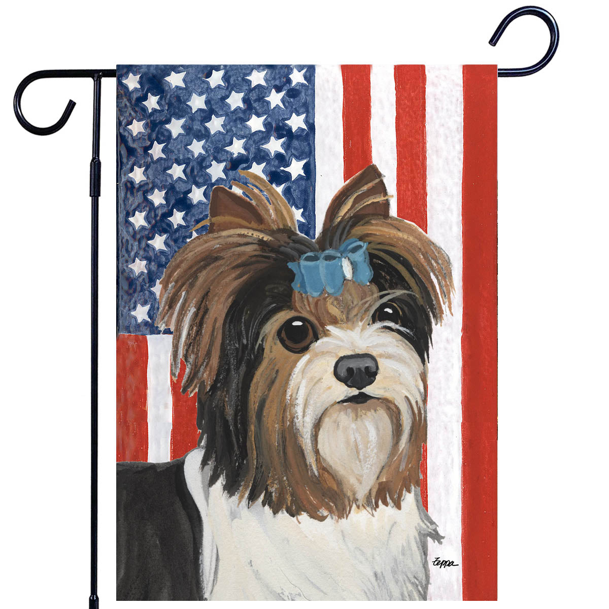 Biewer Terrier Puppy Clip Americana Garden Flag