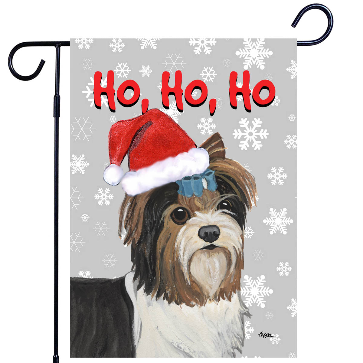 Biewer Terrier Ho Ho Ho Garden Flag