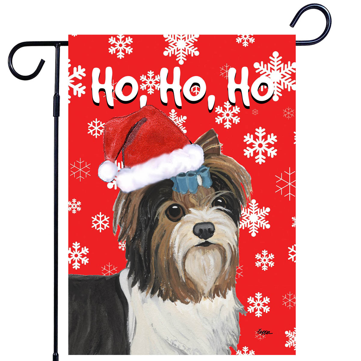 Biewer Terrier Ho Ho Ho Garden Flag