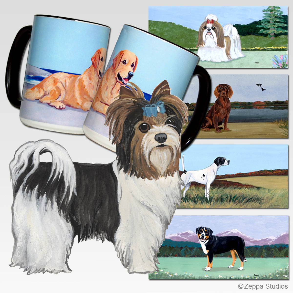 Biewer Terrier Puppy Clip Scenic Mugs