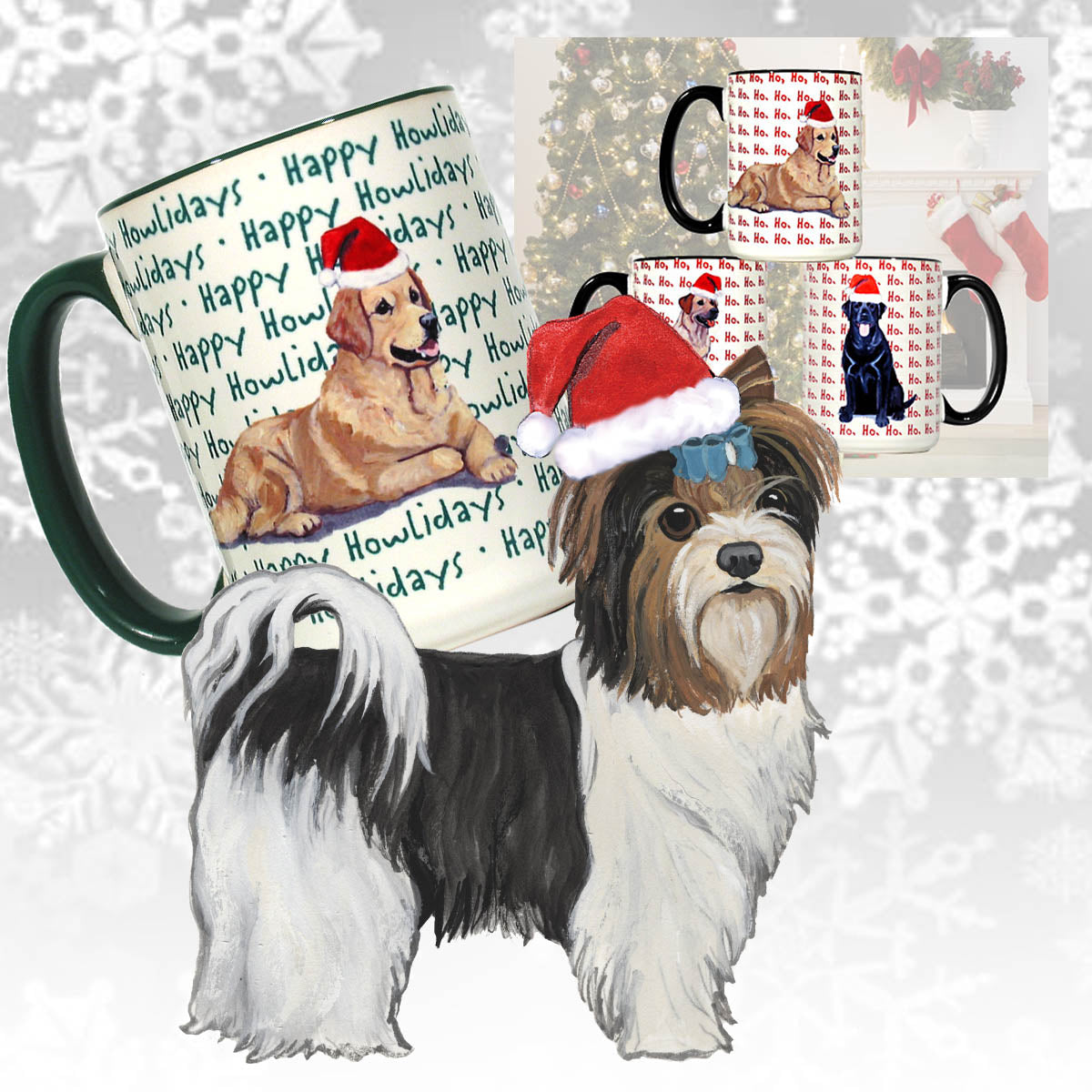 Biewer Terrier Puppy Clip Christmas Mugs