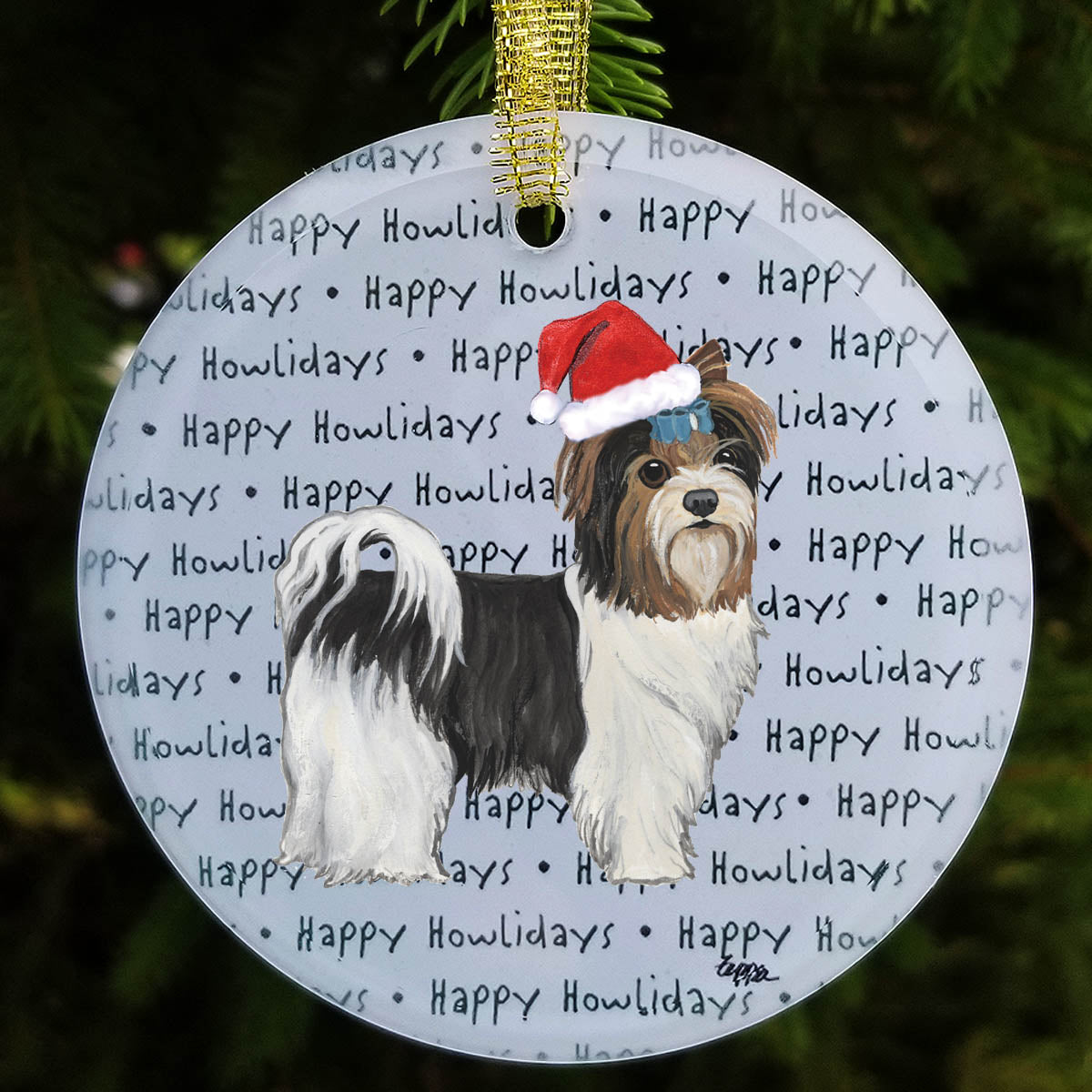 Biewer Terrier Puppy Clip Howliday Ornaments